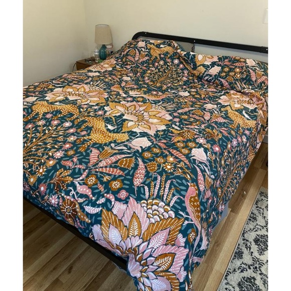 Anthropologie Mahina King Teal and Orange Duvet Cover - Picture 5 of 6